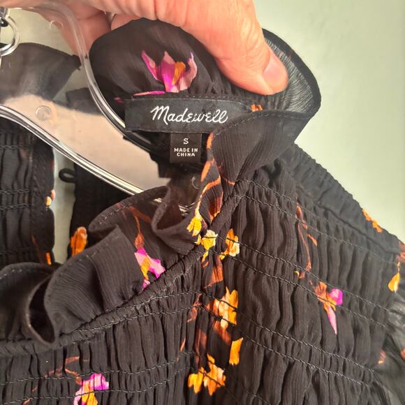 Madewell Georgette Smocked Mockneck Flowy Floral Top - Picture 5 of 7